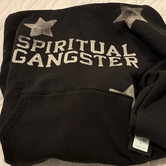 Spiritual Gangster Black Pullover with Silver Stars - S/ NWT - Picture 6 of 7